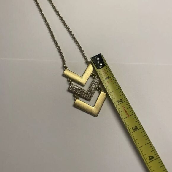 Signed J. Crew Matte Gold Tone Rhinestone Costume Statement Necklace - Picture 10 of 13